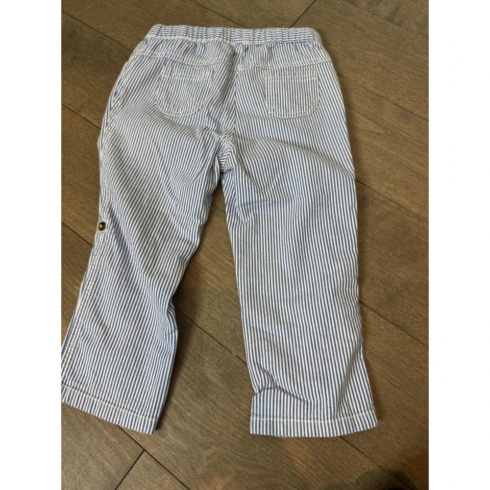 Baby Boden Pants Kids 4 Blue Striped Chino Drawstring Elastic Waist Casual‎